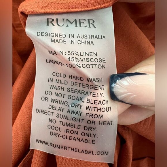 Rumer The Label x Revolve Chocolate Linen Blend Resortwear Roam Bandana Maxi - Picture 12 of 12